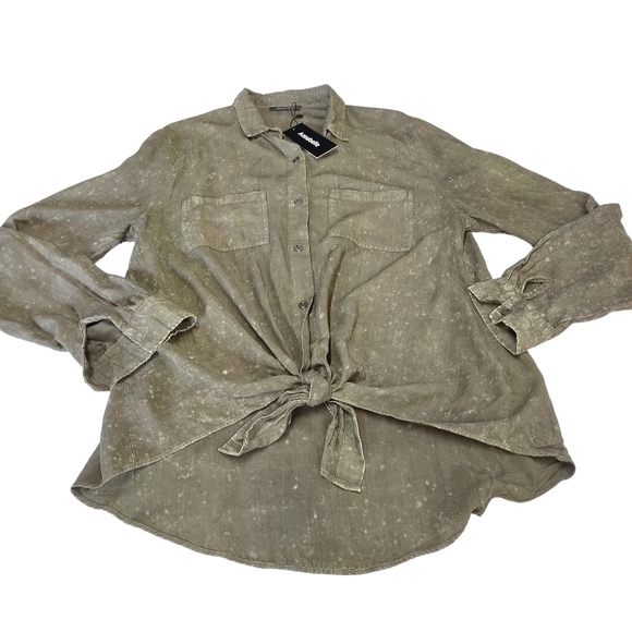 Annabelle Women's Green Tie-dye Button Down Shirt Size S NWT - Picture 5 of 10